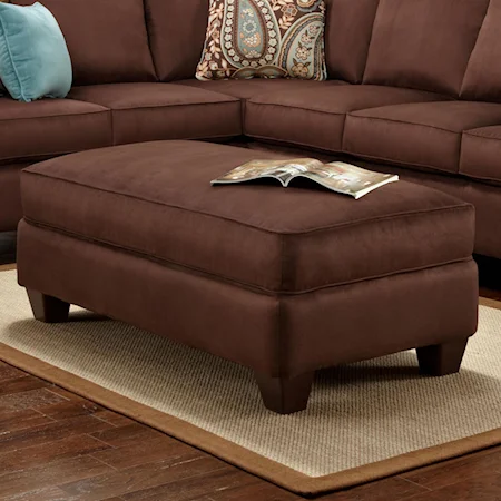 Large Cocktail Ottoman for Sectional Sofa with Exposed Wood Feet